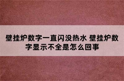 壁挂炉数字一直闪没热水 壁挂炉数字显示不全是怎么回事